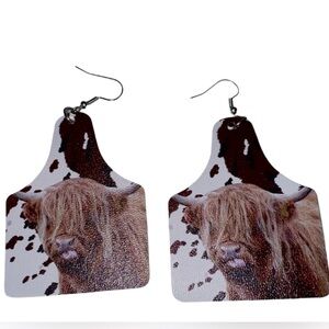 🆕 Highlander cow ear tag earrings